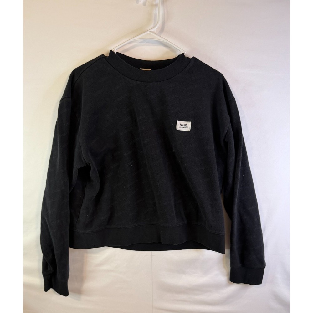 VANS Women's M Cropped Pullover Hoodie Crew Neck Logo Jumper